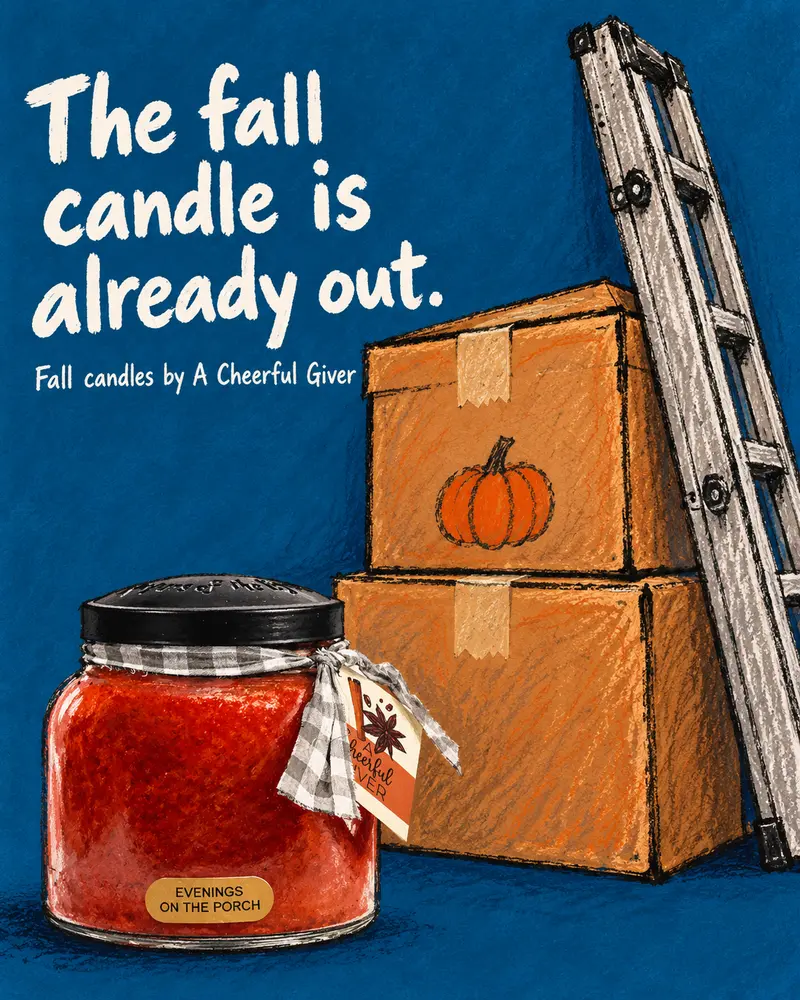 Fall can start here. Drawn before decorating. Made for A Cheerful Giver.