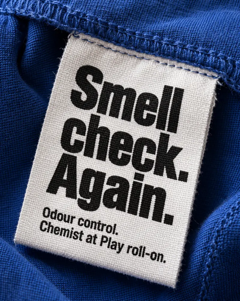 The sleeve sniff. The shirt speaks. Made for Chemist at Play.