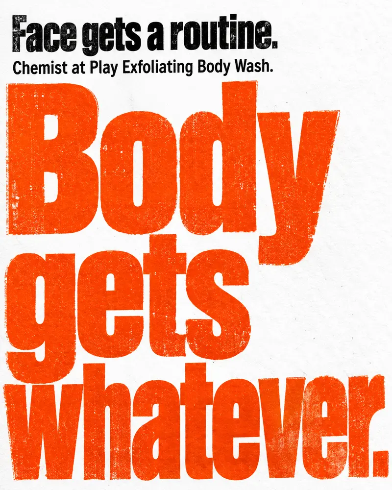 Below the face. The body takes over. Made for Chemist at Play.