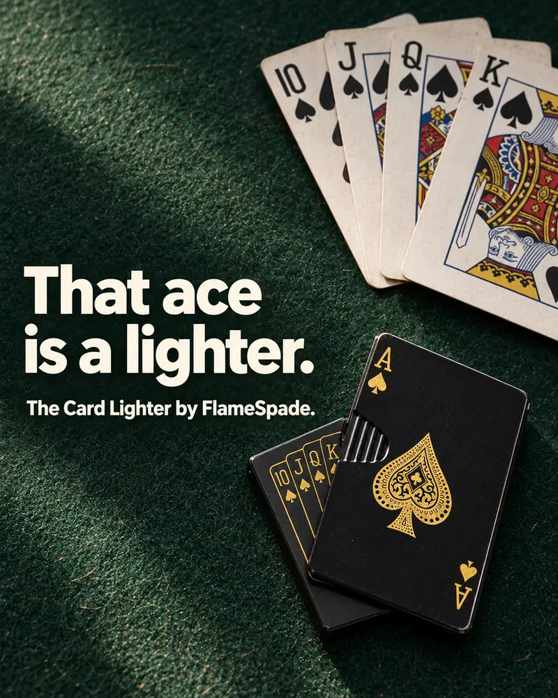 That ace is a lighter. Among actual playing cards. Made for FlameSpade.
