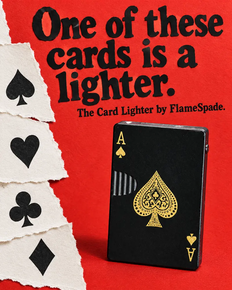 That ace is a lighter. Torn paper reveal. Made for FlameSpade.
