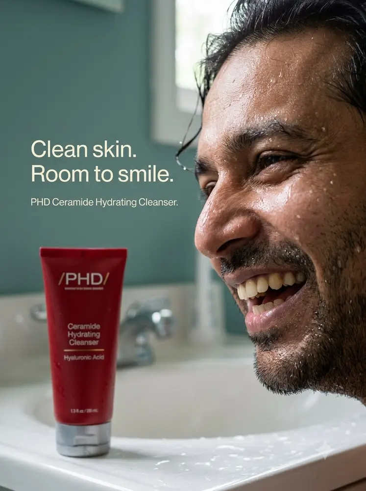 Room to smile. A smile at the sink. Made for PHD Beauty.